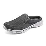 MizHome Men's Open Back Sneaker Clogs Knit Mules Shoes Lightweight Breathable Slippers Dark Grey 9.5