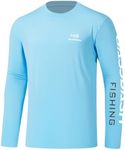 BASSDASH Men’s UPF 50+ Sun Protection Long Sleeve Shirts Quick Dry Performance SPF UV Shirt for Outdoors Fishing Hiking FS31M, Sky Blue/White Logo, Medium