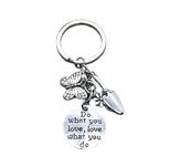 Gardening Keychain, Do What You Love Quote, Butterfly Charm, Miss Fit Boutique