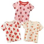 Kumary Toddler Little Girl Tees 3-Packs Short Sleeve T Shirt for 2-6 Years