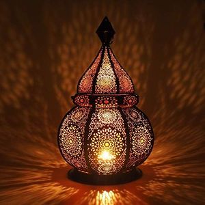 Gadgy Lanterne Marocaine | Porte Bougie Decorative | Decoration Orientale | Photophore pour Bougie et Lumières électriques | Objet Africain |Résistant au Vent | Lampe Orientale 36 x 20,5 cm