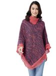 Pivl Wool Blend Poncho Sweater for Women for Winter-Peach