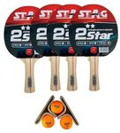 Stag Iconic 2 Star Anywhere-Everywhere Playing Table Tennis (T.T) Set | Table Tennis Rackets and T.T Balls Included| Pro All-in-One Ping Pong Paddle Playset-Orange Balls