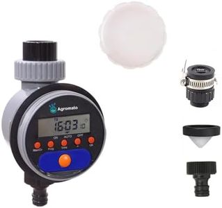 Agromato® Automatic Ball Valve Drip Irrigation Garden Water Timer with LCD Display | Works Under Low Pressure | Updated Model | Universal Tap Adapter