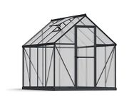 Canopia 6x8 Greenhouse Kit, Hobby Walk-in Twin-Wall UV Polycarbonate Heavy Duty Aluminum Frame, Lockable Door, Adjustable Roof Vent, Rain Gutters, Galvanized Steel Base, Mythos (Gray)