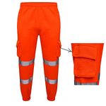 LIZZIE JACOBS New Mens Hi Viz Jogging Bottoms Safety Sweat Pants Hi Vis Work Fleece Trousers High Visibility Combat Workwear Joggers (X-Large, Orange)