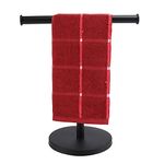 TocTen Hand Towel Holder Stand, T-Shape Hand Towel Rack for Bathroom Vanity Countertop, SUS 304 Stainless Steel Bath Towel Bar Stand with Heavy Duty Base (Matte Black)