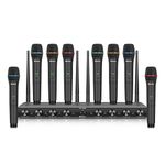 D Debra Audio AU800 Pro UHF 8 Channel Wireless Microphone System with Cordless Handheld Lavalier Headset Mics, Metal Receiver, Ideal for Karaoke Church Party (8 Handheld)