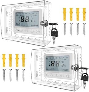 PILISPARK 2 PCS Universal Thermostat Lock Box,Thermostat Lock Box with Key,Clear Thermostat Cover with Lock for Thermostat on Wall,Thermostat Guard Fits All Thermostats 4.72" H x 6" W or Smaller