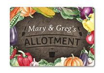 Personalised Allotment METAL Plaque Sign. Outdoor Garden Flowers Summer House Gift. Community Herb Watercolour Country Cottage Vegetable (A5 (197mm x 141mm))