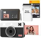 Kodak Mini Shot 2 Retro 4PASS Instant Camera and Portable Photo Printer 2-in-1, 5.3×8.6 Centimeters Instant Prints, 38 Sheet Bundle, White