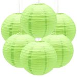 Ruidee 6Pcs Paper Lanterns Decorative Round Hanging Paper Lanterns for Birthday, Wedding, Christmas Xmas, Bridal, Home Decor, Party Decoration（12in/Green）