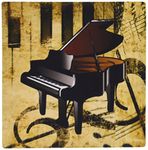 3dRose 8 x 8 x 0.25 Inches Image of Piano on Grunge Sepia Note Paper with Piano Keys Mouse Pad (mp_163514_1)