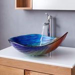 COGITIL Vessel Sink 21.6" Multicolor Teardrop Glass Bowl Sinks for Bathrooms, Tempered Handmade Bathroom Sink, Corrosion Resistant