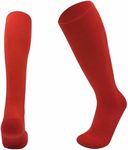 ZRWASKA® Kids Football socks Children Rugby Hockey Sports Knee High Socks Juniors Knee High Football Socks Outdoor Game Soccer Sox, Boys Rugby Hockey Football Running Sock, Red Size (12-3) (7-10 Yrs)