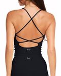 Danysu Sculpt Workout Tank Tops Women Backless Longline Sports Bras Strappy Padded Yoga Top, #1.v Neck Black, Medium
