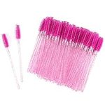 HOXBEIT 100 Disposable Eyebrow Brushes, Mascara Brushes, Eyelash Brushes, Cosmetic Brushes with Crystal Handles for Eyelash Extensions and Mascara Application - Rose