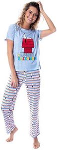 Peanuts Women's Snoopy Happiness is Sleeping In Shirt And Pants Sleepwear Pajama Set (Medium)