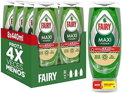 Fairy, Maxi Poder Lavavajillas Liquido a Mano, 3,5 L (8 x 440 ml), Con Poder Antigrasa, Limpieza Facil Platos, Ollas Y Sartenes Mas Grasientas