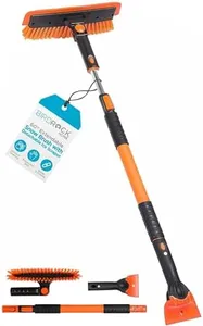 BIRDROCK HOME 60" Extendable Snow Brush with Detachable Ice Scraper for Car Windshield, 14" Wide Rotating Scraper & Bristle Head, Aluminum Body, Ergonomic Rubber Grip, for Trucks, Cars, SUVs, RVs