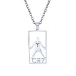 GAUEIOUR CR7 Football Star Pendant Necklace,Champions League Stainless Steel Tag Necklace, O Chain, Universal for Men and Women, Jewelry Gift for Football Fans(Silver)