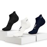 VIFITKIT Bamboo Socks for Men and Women (Pack of 3), Ankle Length Socks, Odour-Free and Breathable, Padded Base and Anti-bacterial, 3X Softer than Cotton Socks (Black, Blue and White)