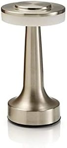Auraglow Satin Nickel Rechargeable Touch Control Cordless LED Table Lamp - Perfect for Bedside Tables, Hotels and Restaurants