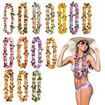 Gukasxi 14 Pcs Hawaiian Garlands Hawaii Leis Colorful Hawaii Flower Lei Floral Leis Necklace Tropical Leis Flower Garland for Tropical Luau Beach Theme Hen do Party Decorations Hawaiian Fancy Dress