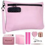 BOYISTARG PU Large Storage Organization Bag with 8 Small Items, Portable Storage Case with Combination Lock For Bag Set Travel Case Gifts for Women Pink, Pink, Travel