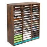 TQVAI Wooden Literature Organizer, 48 Slots File Organizer, Adjustable Mail Sorter, Paper Storage Organizer, Mailbox for Classroom, Office, Antique