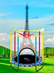 First Play 55 inch Trampoline with Safety Net & U-Shape Legs for Kids & Adults | Indoor & Outdoor Trampoline | Powerful Loading Capacity 120KG | (Paris Cover)
