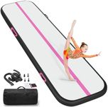 Air Gymnastics Tumbling Mat, 6.6ft/10ft/13ft/16ft/20ft Inflatable Track Mat for Home/Outdoor Training, 4 inch Thick Gym Tumbl Matte with Electric Pump for Kids & Adults - Black & Pink