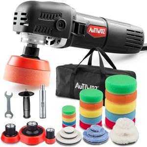 Mini Polisseuse Voiture,AUTIWOZ Polisseuse 850W,25mm/50mm/75mm Disques/tampons de polissage,Petite polisseuse rotative,6 vitesses,2600-5200 RPM,Polissage Petites Zones,Polissage de Détails