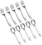 10 Pieces Toddler Utensils Kids Silverware Set, Kids Silverware Stainless Steel Childrens Safe Flatware Metal Baby Utensils Set Small Forks and Spoons for Self Feeding, Dishwasher Safe