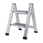 EPROSMIN 2-Step ladders Lightweight Folding Aluminum Alloy Step Stool with Anti-Slip Wide Tread for Household, Office, Painting, Decorating, Electricians, Silver