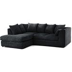 New Luxor Fabric Corner Sofa Black | Soft Jumbo Cord 3-4 Seater Corner Sofa (Black, Left Hand Facing)