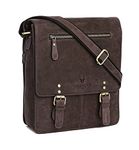 WildHorn� Leather 11.5 inch Messenger Bag for Men I Multipurpose Bag I Office Bag I Travel Bag with Adjustable Strap DIMENTION : L-11.5 inch W-3 inch H-13.5 inch (Medium, DARK BROWN HU)