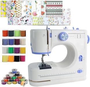 Stoigeld Sewing Machine for Beginners with 20 Pcs Fabric and 32 Pcs Sewing Threads Kit,Portable Sewing Machine with 12 Built-in Stitches,2 Speed(High-Low Speeds) Blue
