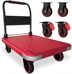 WUD Foldable Hand-Push Platform Truck with Brake, 360-Degree Swivel Wheels, 35.4”L x 23.6”W, 880 lb Load Capacity, Suitable for Luggage, Travel, Moving, Shopping, Office, Home Garden,Pink