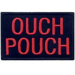 Ouch Pouch Embroidered Patch Tactical Morale Applique Fastener Hook & Loop Emblem, Red & Black