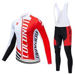 Coconut Ropamo CR Men's Cycling Clothing Set Long Sleeve Cycling Jersey Zipper Pocket Bike Outfit Cycling Bib Pants 3D Padded, 3059, Large