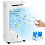 COSTWAY 3-in-1 Evaporative Air Cooler, 10L Air Cooling Fan Humidifier with 3 Wind Mode, 3 Fan Speed, Sleep Mode, 15H Timer, 120°Oscillation, 2 Ice Pack & LED Display