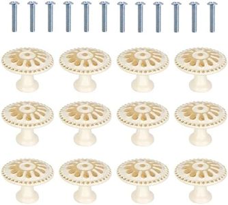 Cleminsta Boutons de Porte et Poignées de Meuble Vintage 12 Pcs - Bouton Tiroir, Poignée Ronde en Blanc, Bouton de Porte de Placard, Rond Boutons de Tiroir, Bouton Porte Pour Commodes