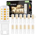 DAYBETTER G9 Led Bulb 12 Pack 3000K Soft Warm White 4W, Equivalen G9 Halogen Light Bulb 40 Watt, T4 G9 Bi Pin Ceramic Base, 120V 450LM No-Flicker 360° Beam Angle Non-Dimmable, G9 Bulb for Chandeliers