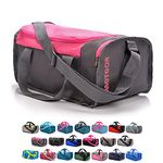 Sports Bag Gym Holdall Men Women Duffel Shoulder Fitness Bag Swimming Pool Bag Travel Holiday Strap Cabin Luggage Weekender Overnight Camping Small 20L Large 40L (Pink/Grey, 20 L)