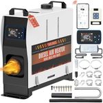 220V 8KW Diesel Air Heater, Portable and Convenient Integrated Parking Heater Heating, All-in-one Single Hole with Remote Control,Bluetooth APP Control and LCD Monitor for Car Trucks Bus RV
