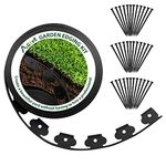AGTEK 40FT Plastic Landscape Edging Kit 2in. Height No-Dig Garden Edging Border Lawn Edging Roll for Flower Bed Lawn Yard, Black, with 36 Anchoring Spikes