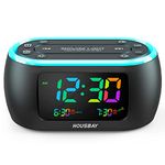 Housbay Unique Rainbow Digit Alarm Clock with FM Radio, 7 Color Night Light with Dimmer, Dual Alarm, USB Port, Fun FM Radio for Kids, Teens