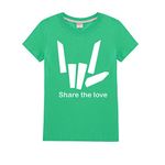 Thombase Share The Love Steven Sharer T-Shirts You Tube Trending Tee White (Green, 160(11-12years))