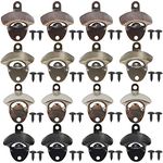 ROYHOO 16PCS Wall Mounted Bottle Opener Vintage Beer Opener with Mounting Screws Set for Beer Cap Coke Bottle Wine Soda Open and Kitchen Cafe Bars(4 Colors)